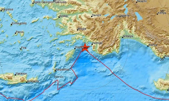 Σεισμός 3,9 Ρίχτερ ανατολικά της Ρόδου